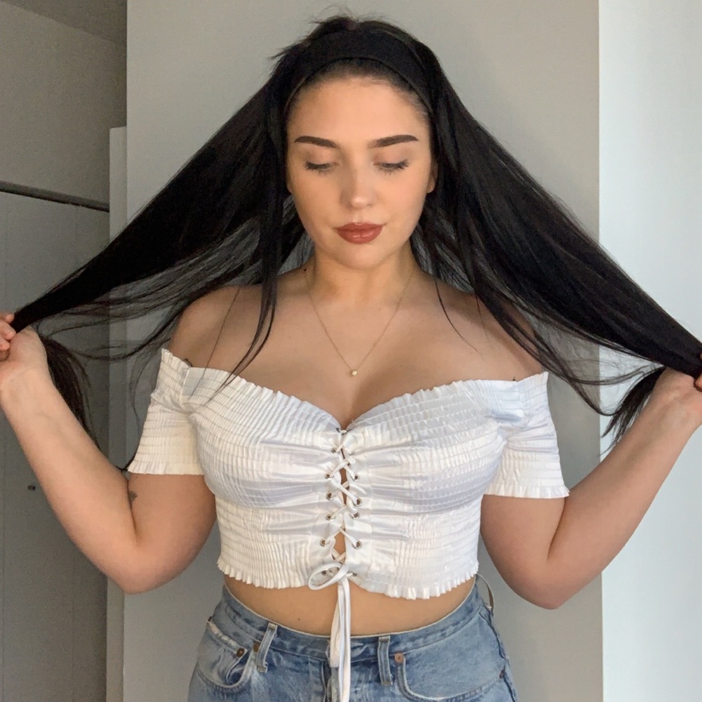 White Corset Off The Shoulder Top - Picture 1 of 3